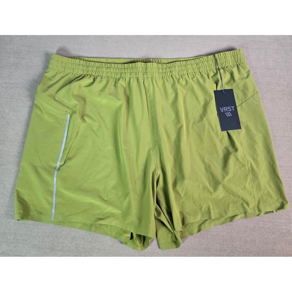 VRST Mens XXL Accelerate 5" Running Shorts Boxer Liner Moss Green Reflective NWT